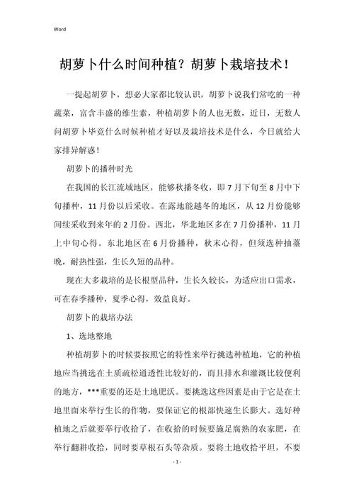 胡萝卜种植技术要点有哪些?-图1 胡萝卜种植技术要点有哪些?-图1